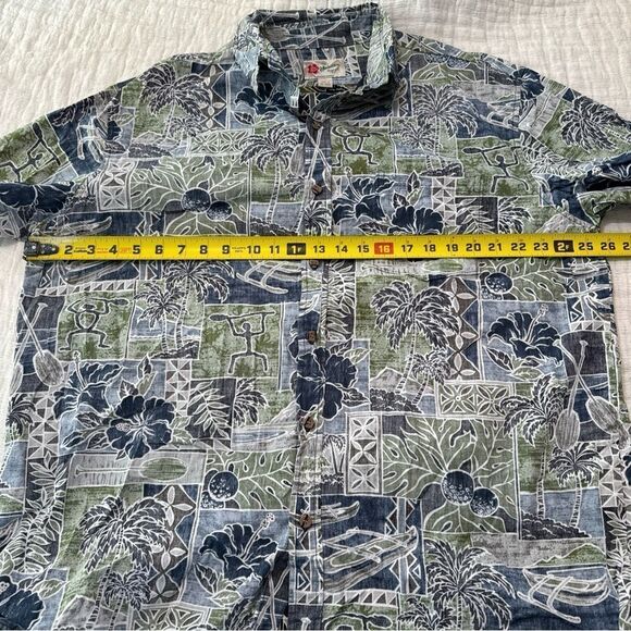 Hilo Hattie Shirt Men XL Green Floral Hawaiian Inside Out Print Theme Vacation - Picture 4 of 8